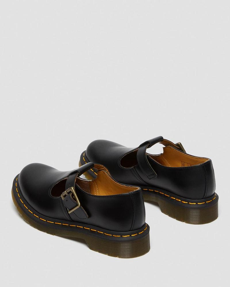 Black Women's Dr Martens Polley Smooth Leather Mary Janes Mary Jane Shoes | CA 337FDN